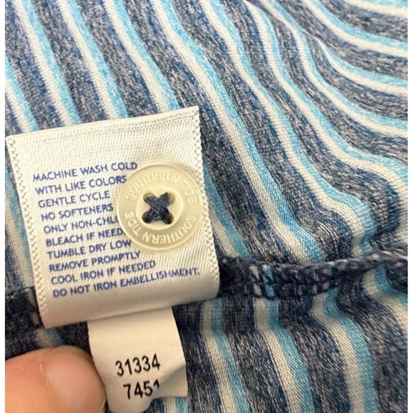 Southern Tide Blue Stripe Cotton Polo Shirt Men's XL Preppy Golf Sporty Casual - Picture 8 of 8
